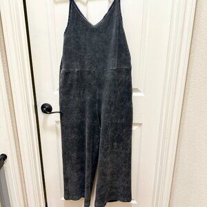 Journal Standard Velvety Corduroy Jumpsuit Size S Gray Wide Cropped Leg Stretchy